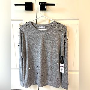 Grey beaded Dex Sweater, size Medium, New with tags